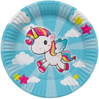 Folat - Assiettes en papier licorne 23cm pour fête d'enfants, 8 pièces-2