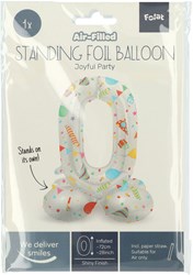 Folat ballon en aluminium chiffre 0 Joyful Party debout 72 cm multicolore