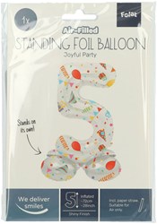 Folat ballon en aluminium chiffre 5 Joyful Party - ballon debout 72 cm anniversaire