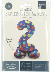Folat ballon en aluminium chiffre 2 Colorful Dots - ballon debout 72cm anniversaire