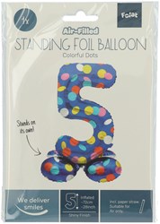 Folat ballon en aluminium chiffre 5 Colorful Dots - ballon debout 72cm anniversaire