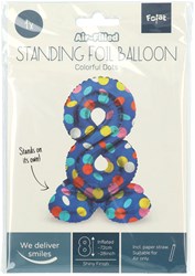 Folat ballon en aluminium chiffre 8 Colorful Dots debout 72cm anniversaire