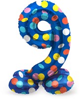 Folat ballon en aluminium chiffre 9 pois colorés anniversaire 72cm-2