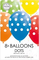Globos ballons pois couleurs assorties 30cm fête anniversaire 8pcs