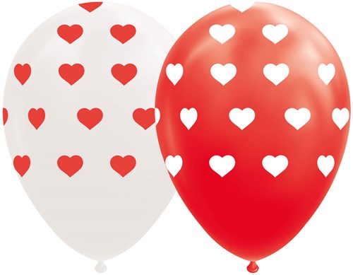 Globos ballons cœurs rouge-blanc 30cm 8 pièces décoration fête-2