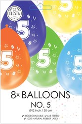 Globos ballons anniversaire chiffre 5 - 8 pièces latex coloré
