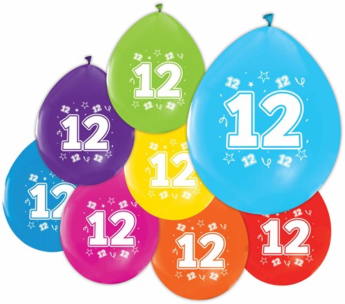 Globos ballons anniversaire 12 ans - impression double face - lot de 8-2