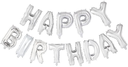 Globos ballon en aluminium anniversaire argenté - décoration Happy Birthday-2