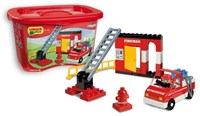 Unico coffret de construction pompiers - camion de pompiers - 40 pièces blocs jouets-2