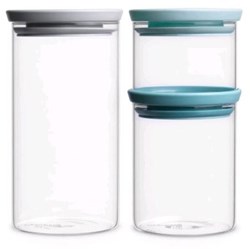 Brabantia bocaux de conservation en verre lot de 3 - empilables et hermétiques