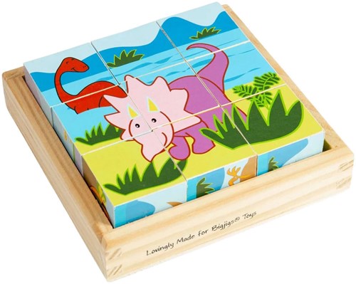BigJigs puzzle cube dinosaure en bois - jouet éducatif