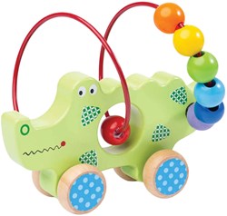 BigJigs jouet crocodile à pousser en bois avec cadre à perles