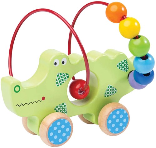 BigJigs jouet crocodile à pousser en bois avec cadre à perles