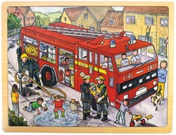 BigJigs puzzle en bois camion de pompiers - 24 pièces jouet éducatif