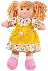 BigJigs poupée câline Daisy - poupée douce robe jaune - 28 cm