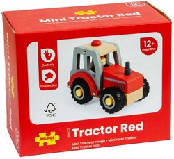 BigJigs tracteur jouet en bois rouge - mini véhicule de ferme