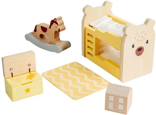 Bigjigs ensemble chambre d'enfant maison de poupée en bois - jouet certifié FSC-2