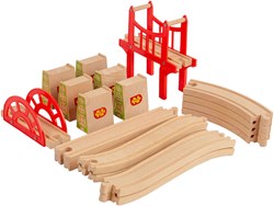 BigJigs ensemble d’extension rails en bois ponts 18 pièces jouet