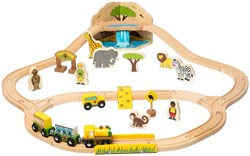 BigJigs train safari set en bois - 38 pièces - coloré