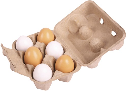 BigJigs œufs jouets en bois set dans une boîte - 6 pièces
