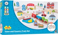 BigJigs train en bois ville et campagne - jouet 101 pièces