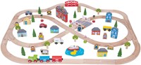BigJigs train en bois ville et campagne - jouet 101 pièces-2