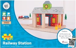 BigJigs gare en bois - accessoire pour circuit de train jouet