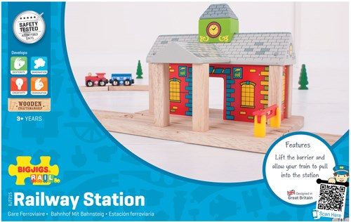 BigJigs gare en bois - accessoire pour circuit de train jouet