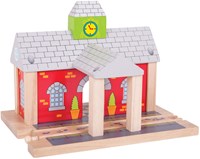 BigJigs gare en bois - accessoire pour circuit de train jouet-2