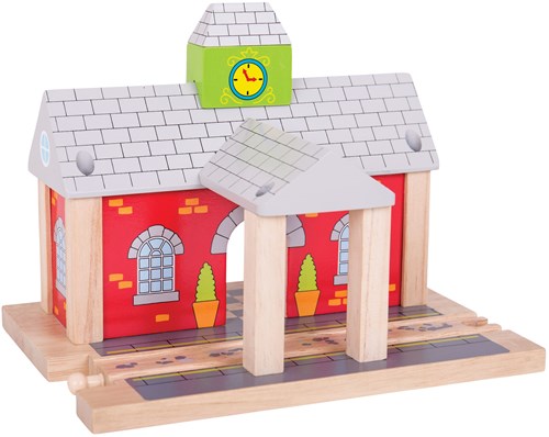 BigJigs gare en bois - accessoire pour circuit de train jouet-2