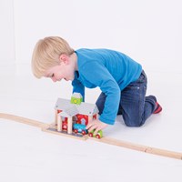 BigJigs gare en bois - accessoire pour circuit de train jouet-3