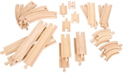 BigJigs ensemble d’extension rails en bois droits et courbes - 24 pièces
