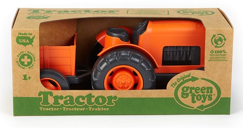 Green Toys tracteur jouet durable orange avec remorque