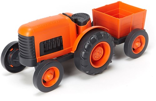 Green Toys tracteur jouet durable orange avec remorque-2