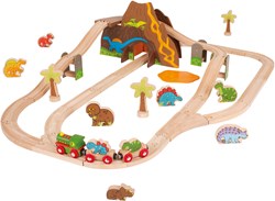 BigJigs ensemble de train en bois dinosaure - jouet 49 pièces