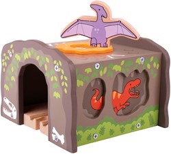 BigJigs Tunnel de train en bois - Jouet dinosaure T-Rex