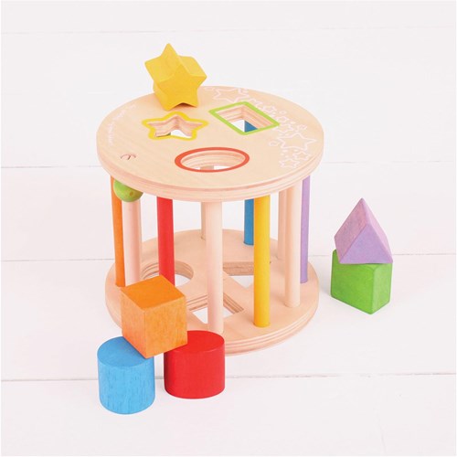 BigJigs boîte à formes en bois cylindre - jouet éducatif pour enfants-3