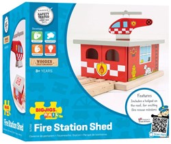 Bigjigs ensemble train en bois caserne de pompiers avec héliport