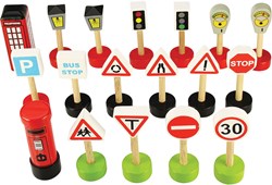 BigJigs panneaux de signalisation en bois jouet - 18 pièces