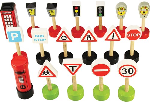 BigJigs panneaux de signalisation en bois jouet - 18 pièces