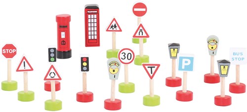 BigJigs panneaux de signalisation en bois jouet - 18 pièces-2