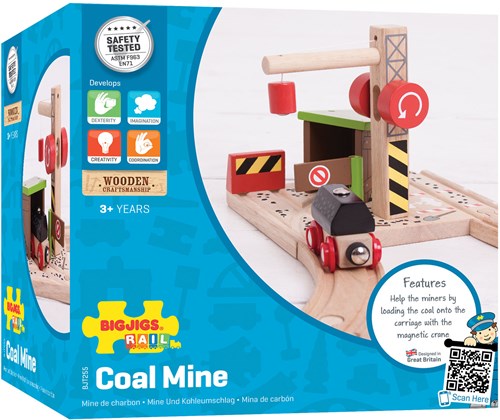 Bigjigs rails de train en bois - set de jeu mine de charbon pour enfants