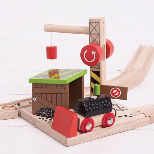 Bigjigs rails de train en bois - set de jeu mine de charbon pour enfants-3