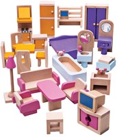 BigJigs ensemble de meubles maison de poupée accessoires en bois-3
