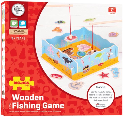 BigJigs jeu de pêche en bois jeu magnétique avec base