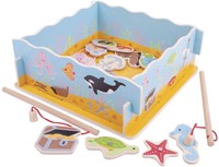 BigJigs jeu de pêche en bois jeu magnétique avec base-2