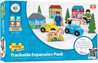 BigJigs accessoires pour circuit de train en bois - Set d'extension figurines & bâtiments