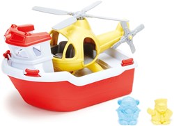 Green Toys bateau de sauvetage jouet avec hélicoptère jouet de bain durable