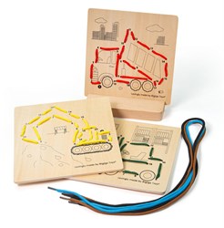 BigJigs jouet éducatif en bois Lacing by Numbers coffret construction