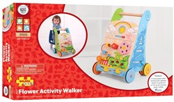 BigJigs chariot en bois avec panneau d'activités - thème fleurs